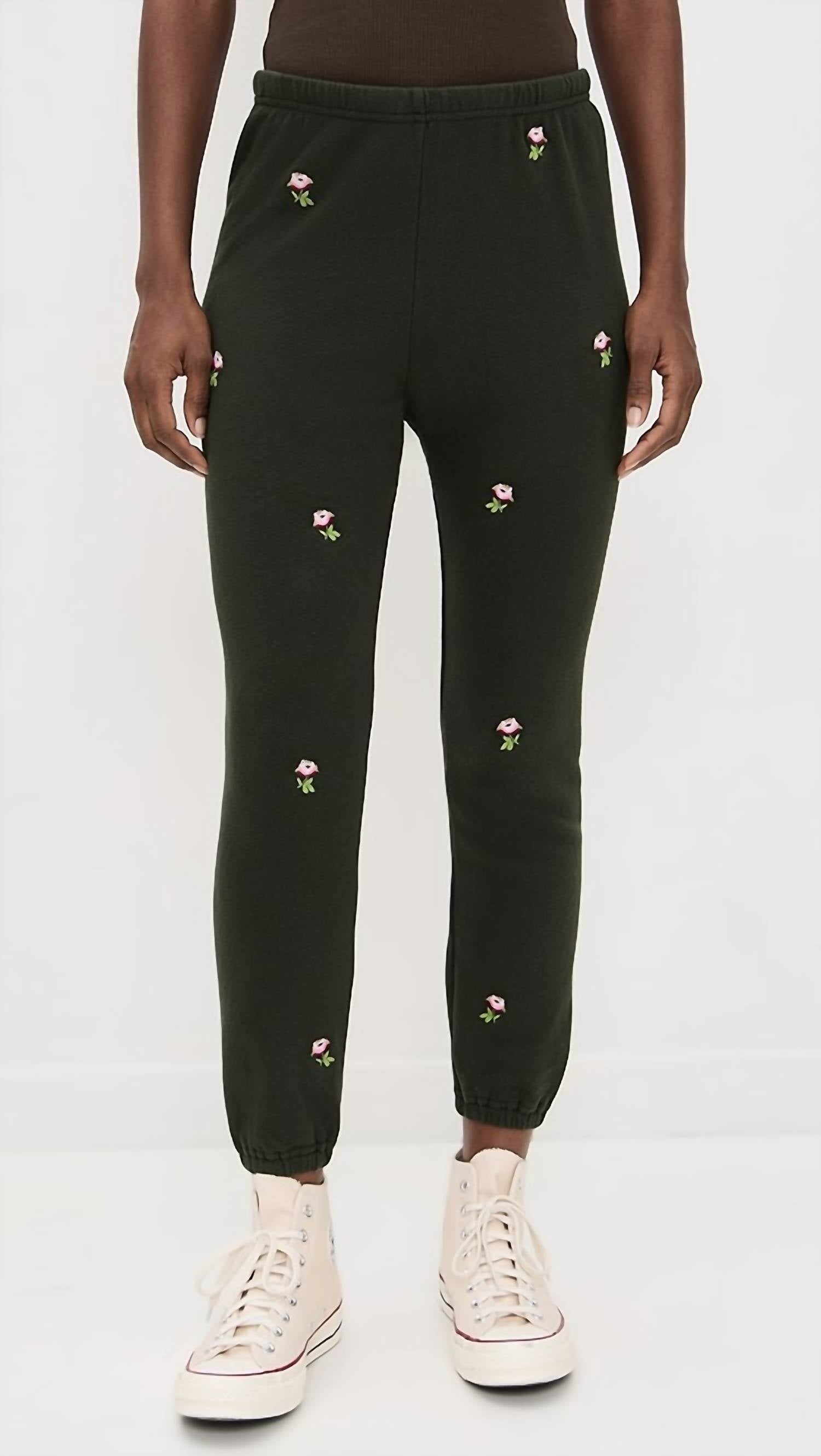 THE GREAT. Stadium Sweatpant in woodland green - women's pants - view 5