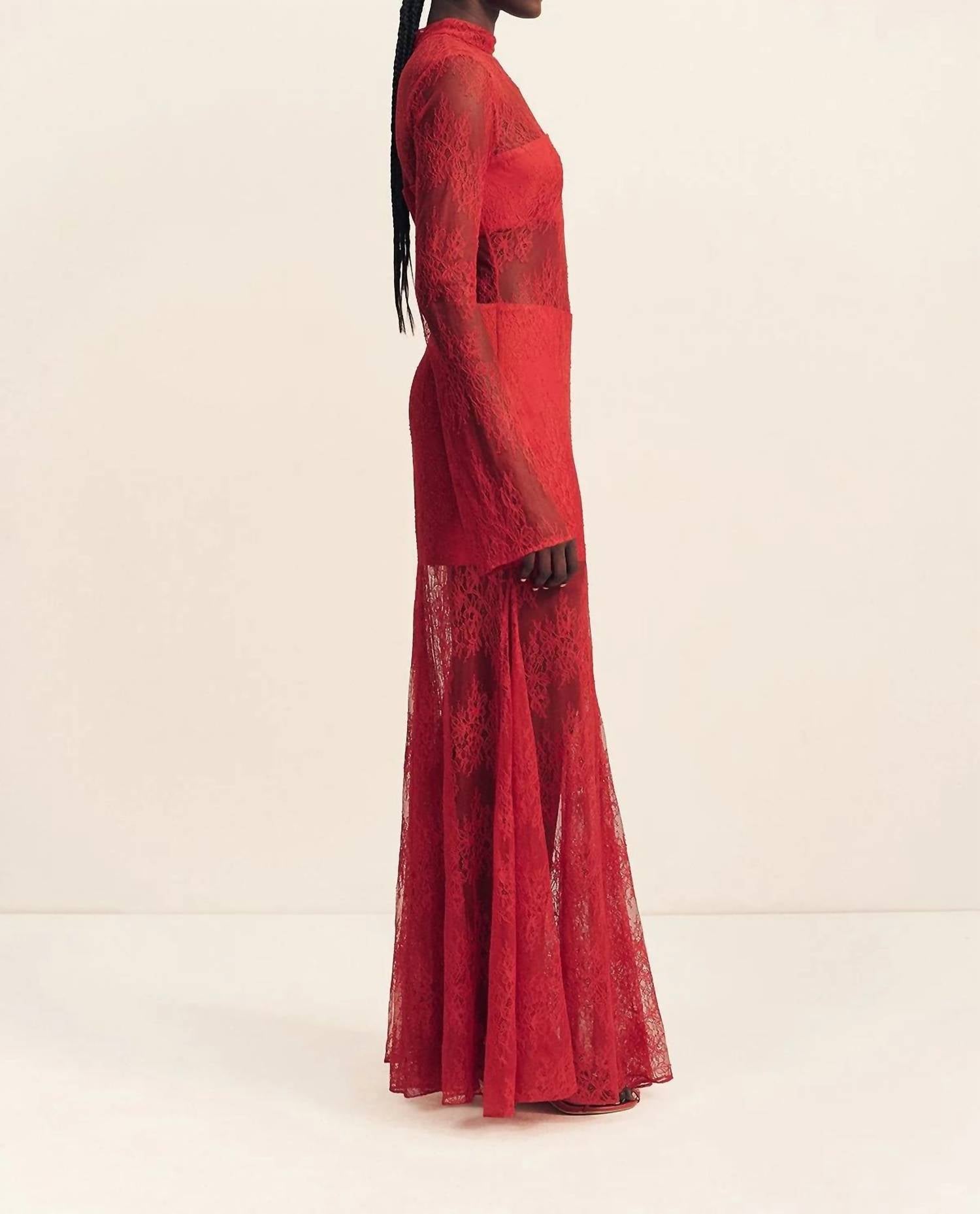 Shona Joy - Labyrinth Lace High Neck Maxi Dress