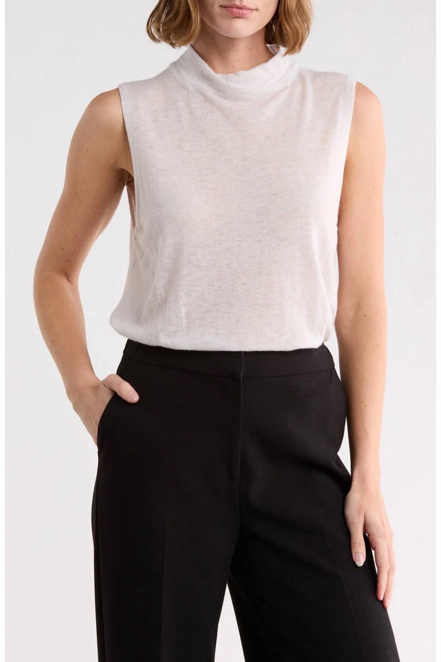 Vince - MOCK NECK SLEEVELESS TANK