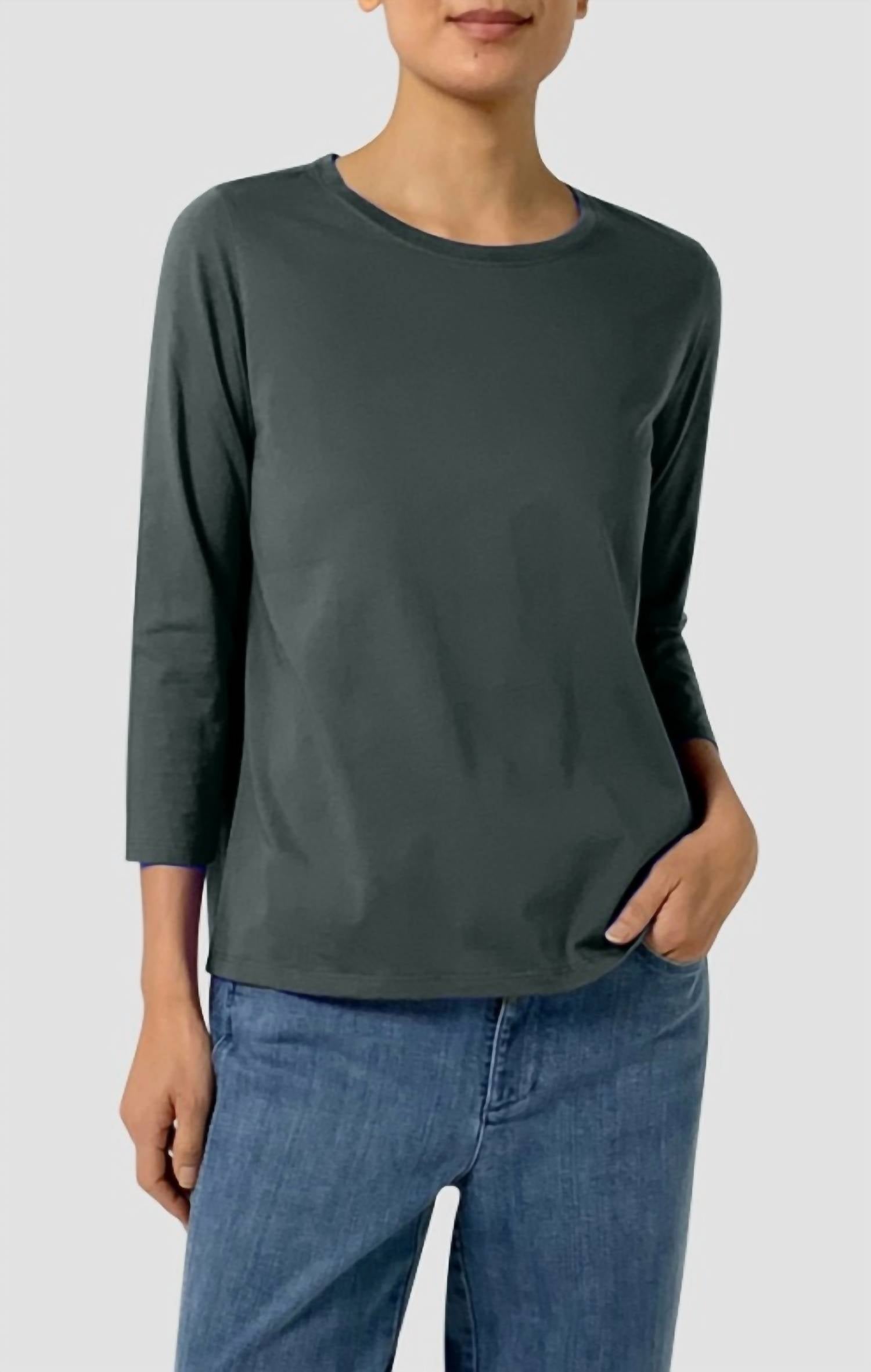 Eileen Fisher - Round Neck Easy 3/4 Sleeve Tee