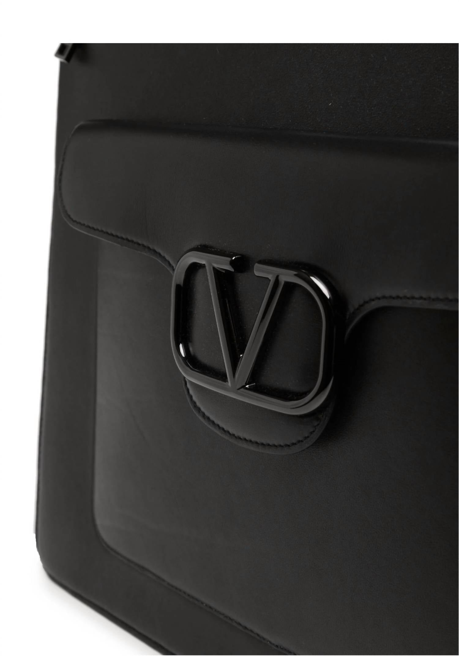 Valentino Garavani - V-Logo Leather Briefcase