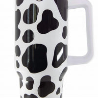 Katydid - Cow Print Western 40 Oz Stainless Steel Tumbler Cup With Handle