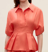 Rebecca Taylor Lena Shine Blouse in coral 1 - women's shirt