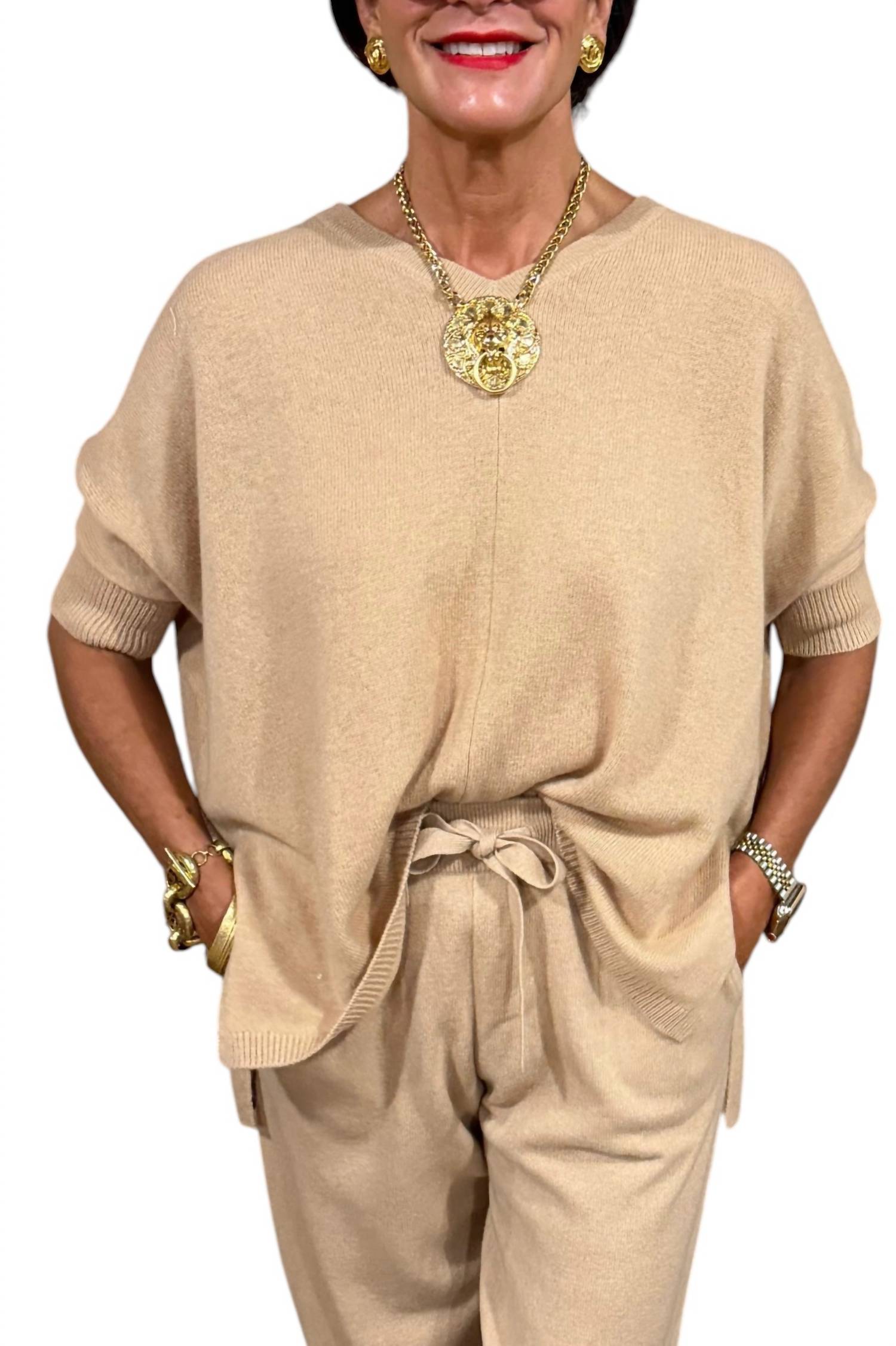 White + Warren - Cashmere Easy Vee Top