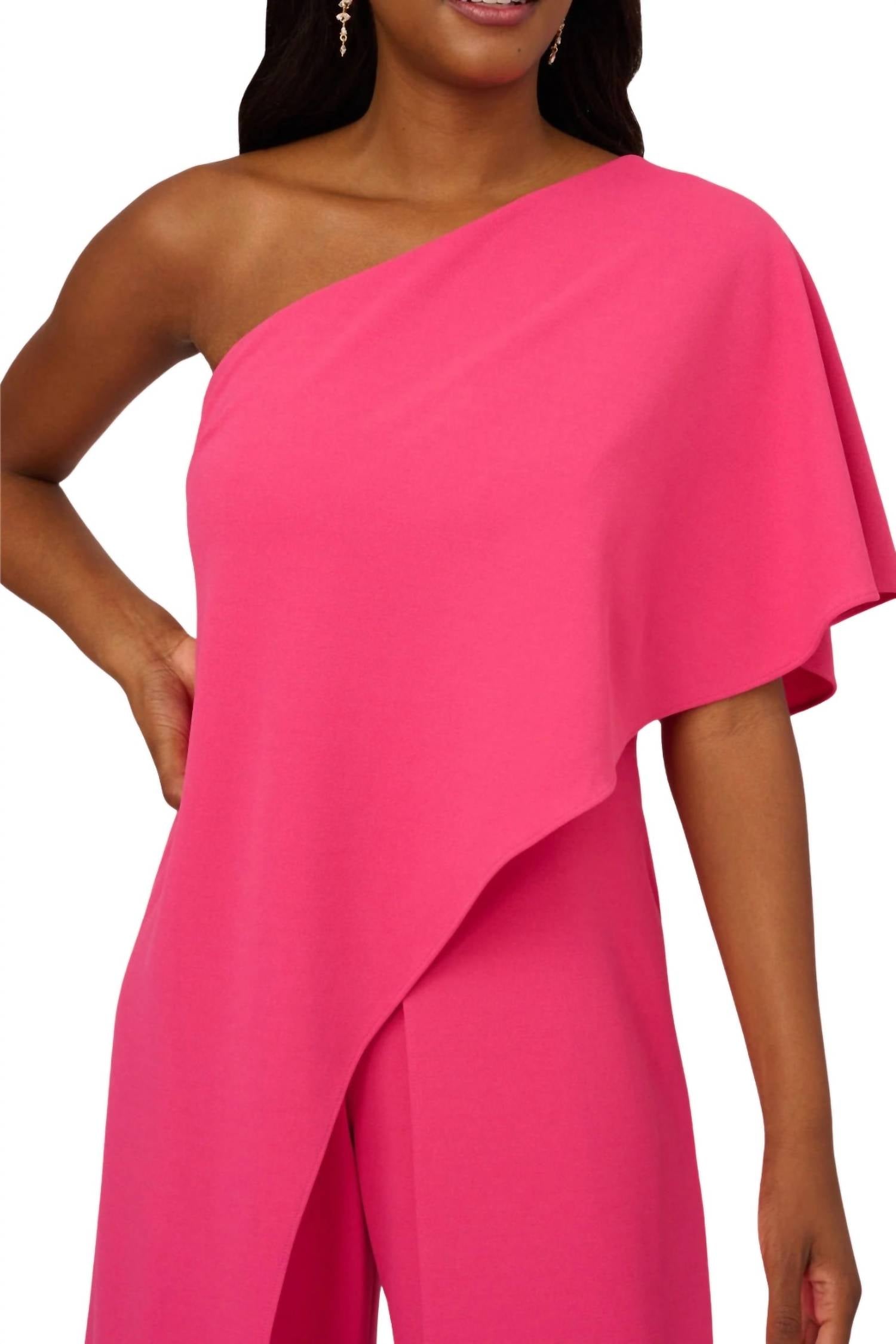 Adrianna Papell - Asymmetrical One Shoulder Jumpsuit - Plus