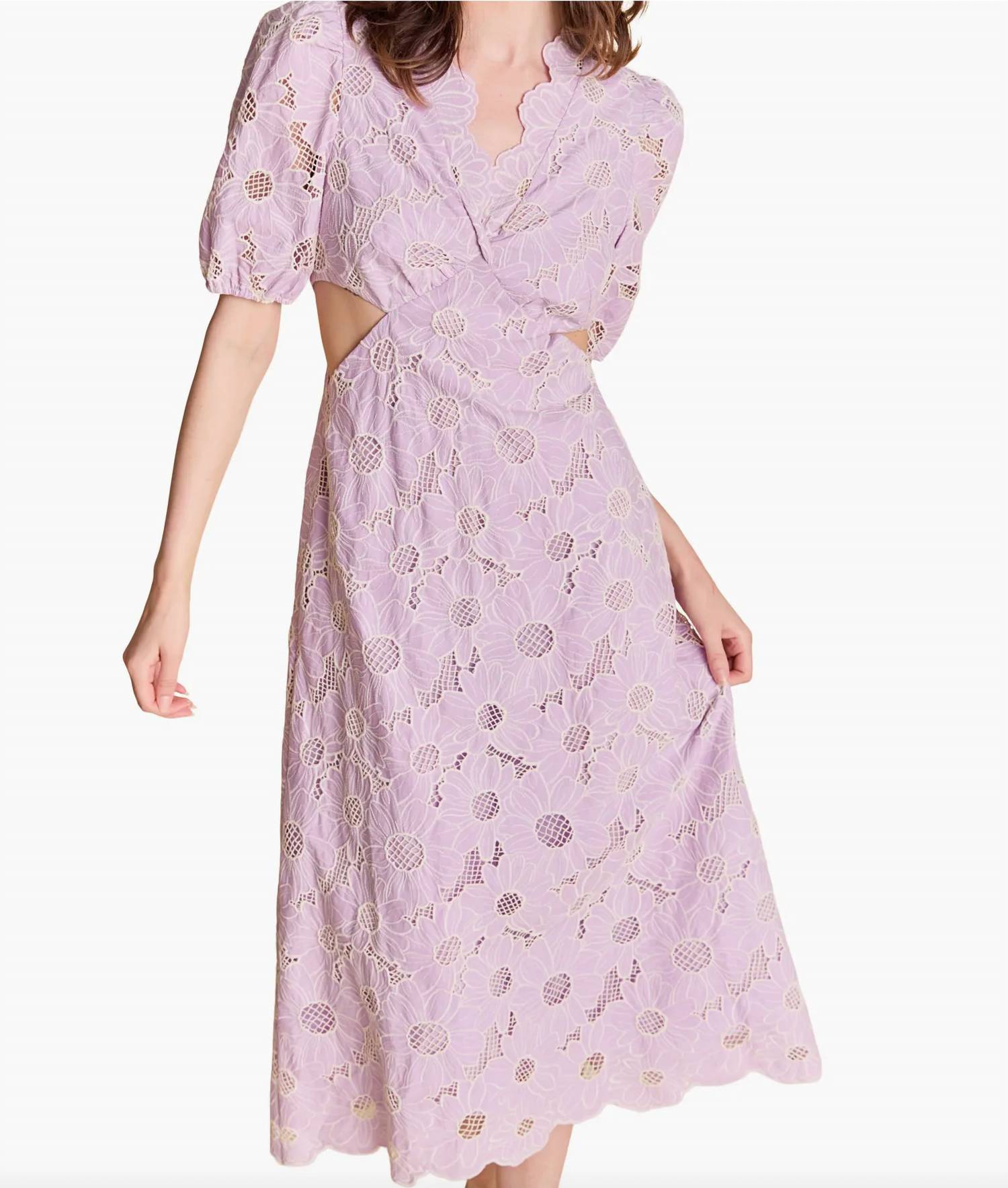 English Factory - Bloom Cut Out Scalloped Midi Dress