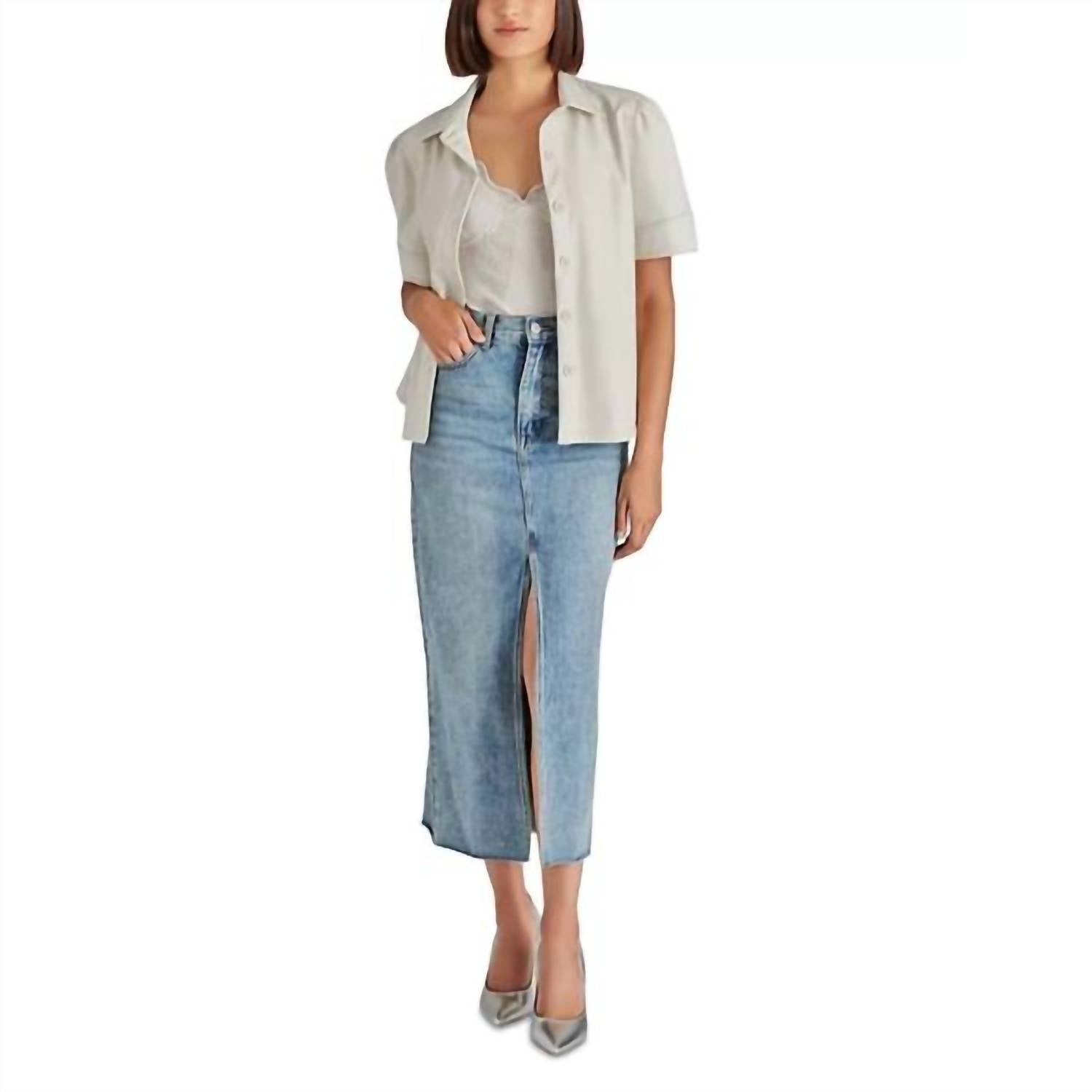 Steve Madden - Avani Front Slit Denim Maxi Skirt
