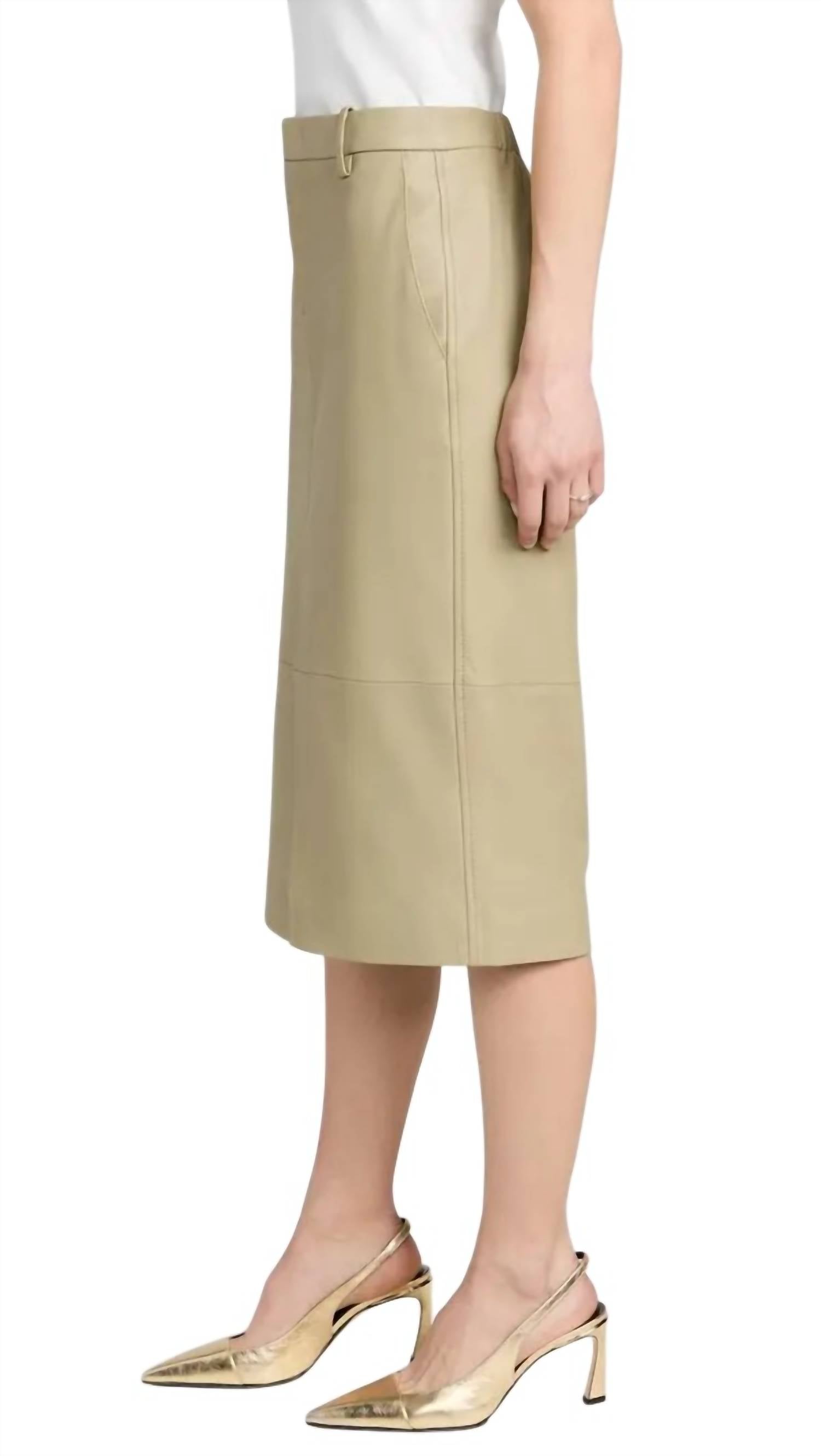 Vince Leather Trouser Front Skirt in seed 1 - women's skirt - detail view