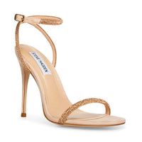 STEVE MADDEN Women's Breslin Rhinestone Ultrasuede Ankle Strap Heels in gold nude - women's heels - detail view