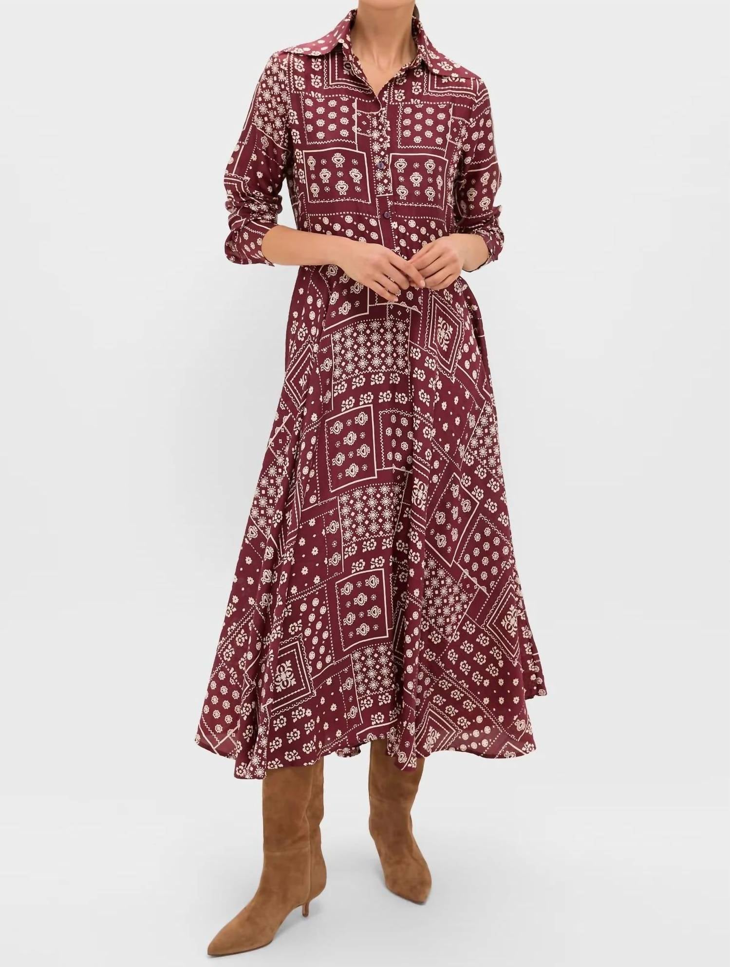 ALIX OF BOHEMIA Aelin Panel Silk Dress in brown saddle - women's dress