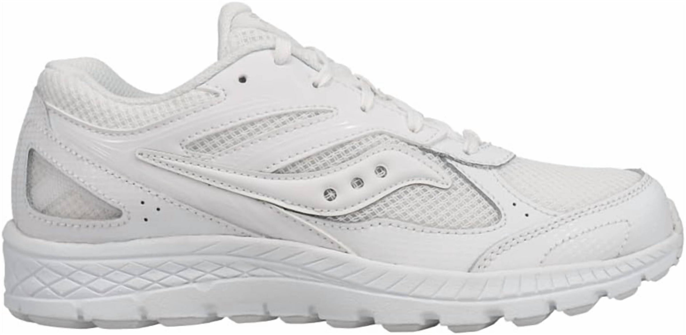 SAUCONY Kid's Cohesion 14 Ltt Running Shoe in white - kids' sneaker - detail view