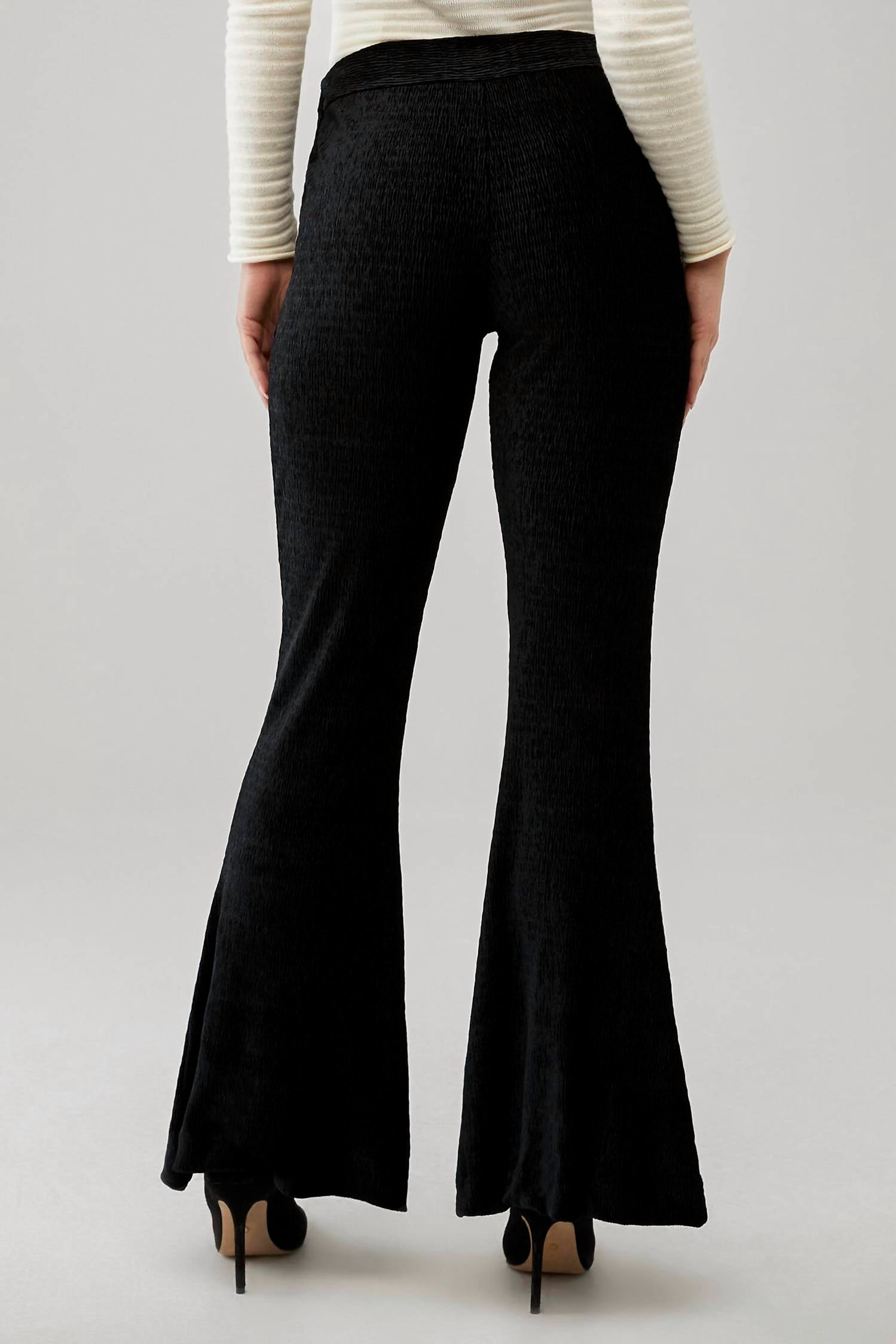 Free People Charming Velvet Flare Pants in black - women's pants - detail view