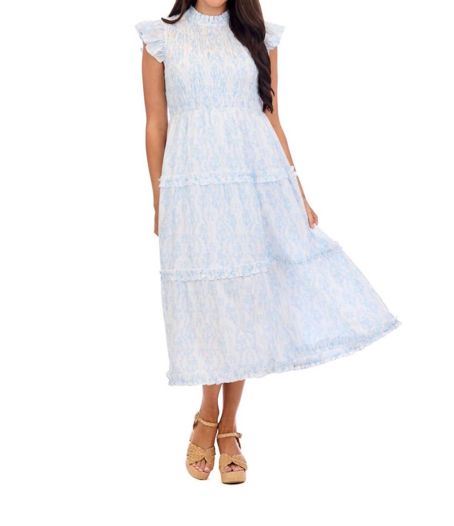 mudpie DORIAN MIDI DRESS in blue - women's dress
