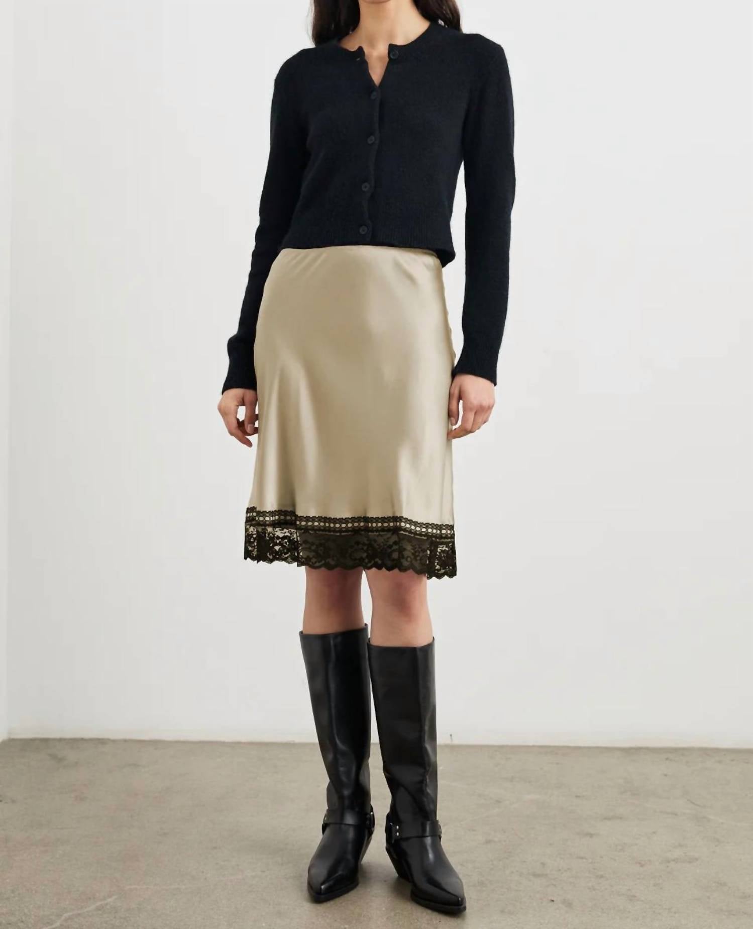 Rails Cherry Satin Skirt in champagne - women's skirt - detail view