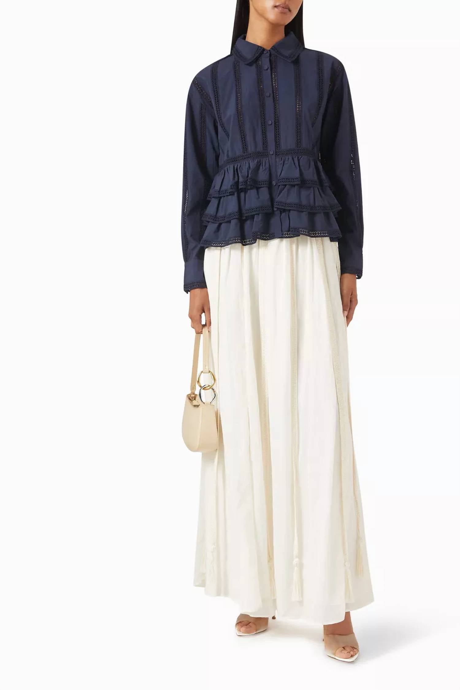Ulla Johnson Harper Blouse in midnight - women's blouse - detail view
