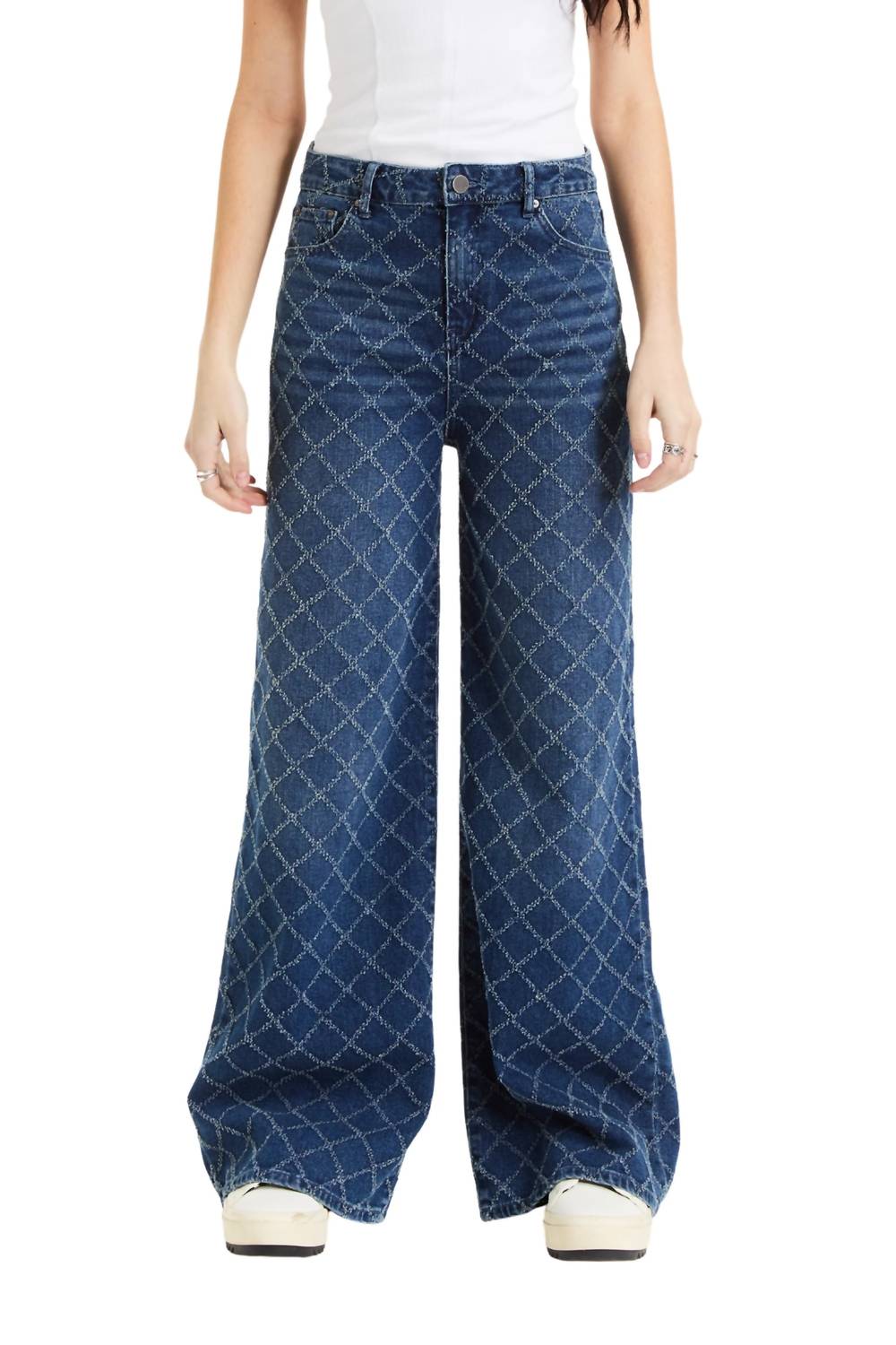 tractr Spark & Stitch Wide Leg Jeans in denim - women's pants