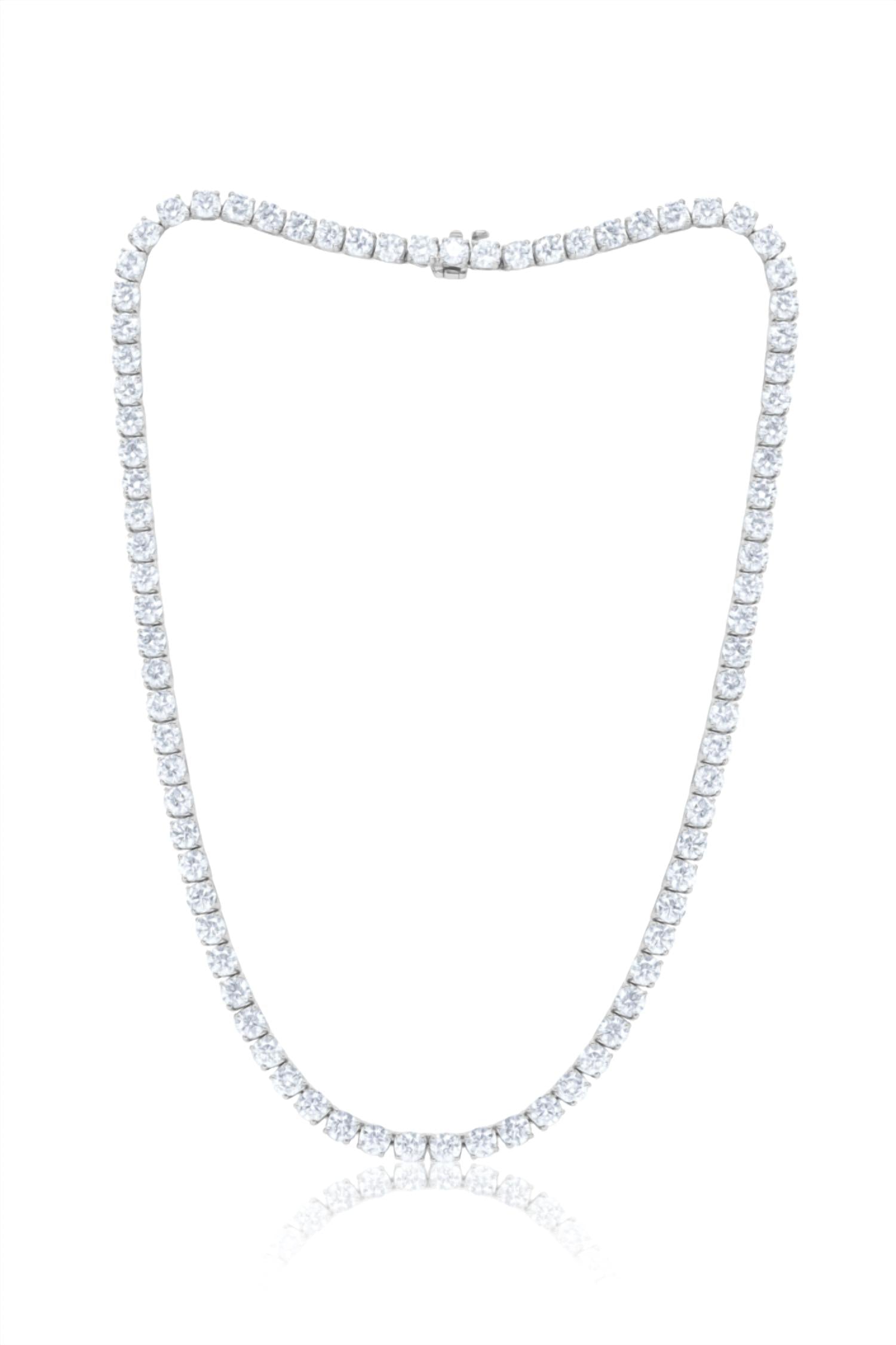 Diana M Jewels - Women's Rare 25 Carat Diamond Tennis Necklace