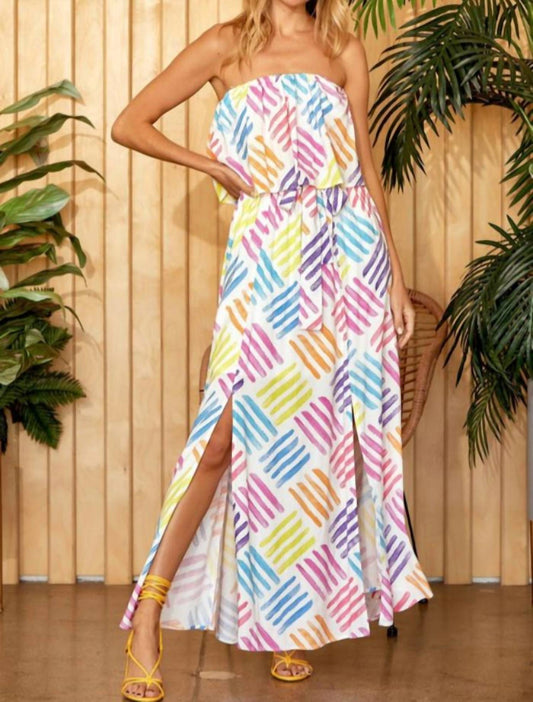 Abstract Strapless Maxi