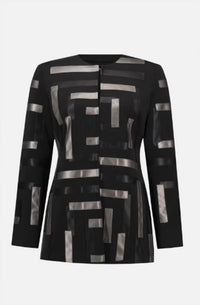 Joseph Ribkoff Geometric Long Sleeve Formal Shirt in black pewter 1 - women's shirt - view 4
