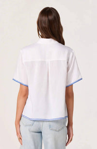 Astr - Trace Embroidered Linen Button-up Shirt