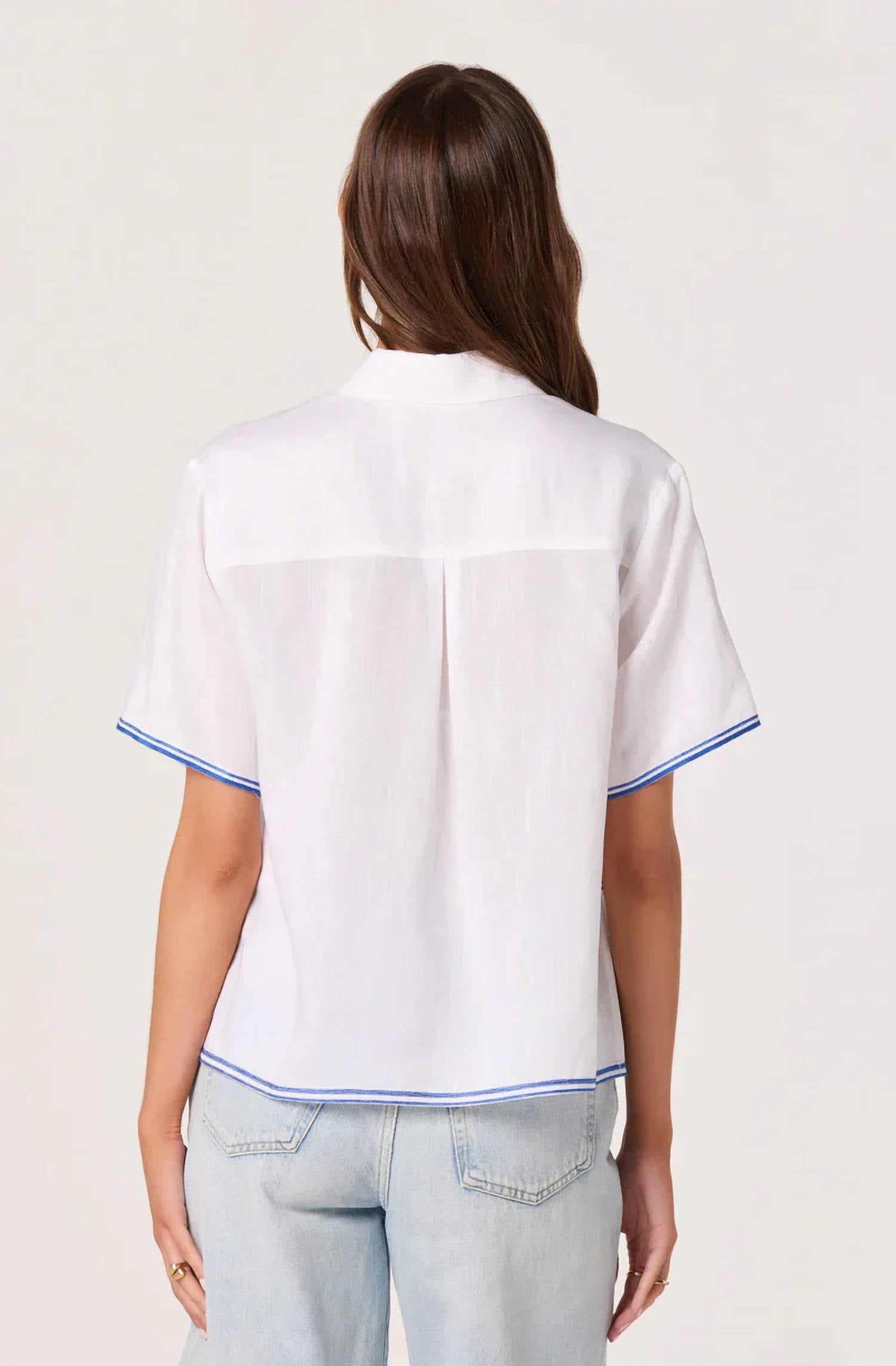 Astr - Trace Embroidered Linen Button-up Shirt