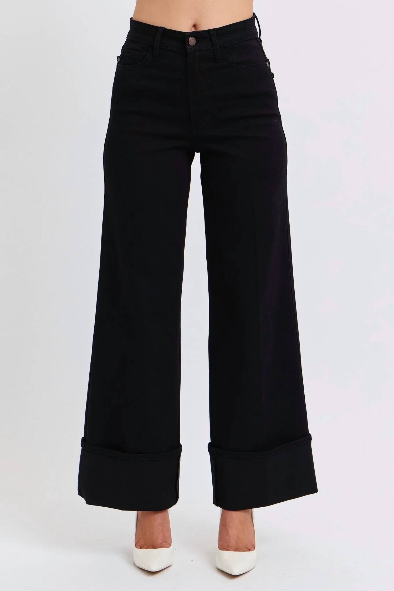Judy Blue - Retro Wide Cuffed-leg Western Jeans