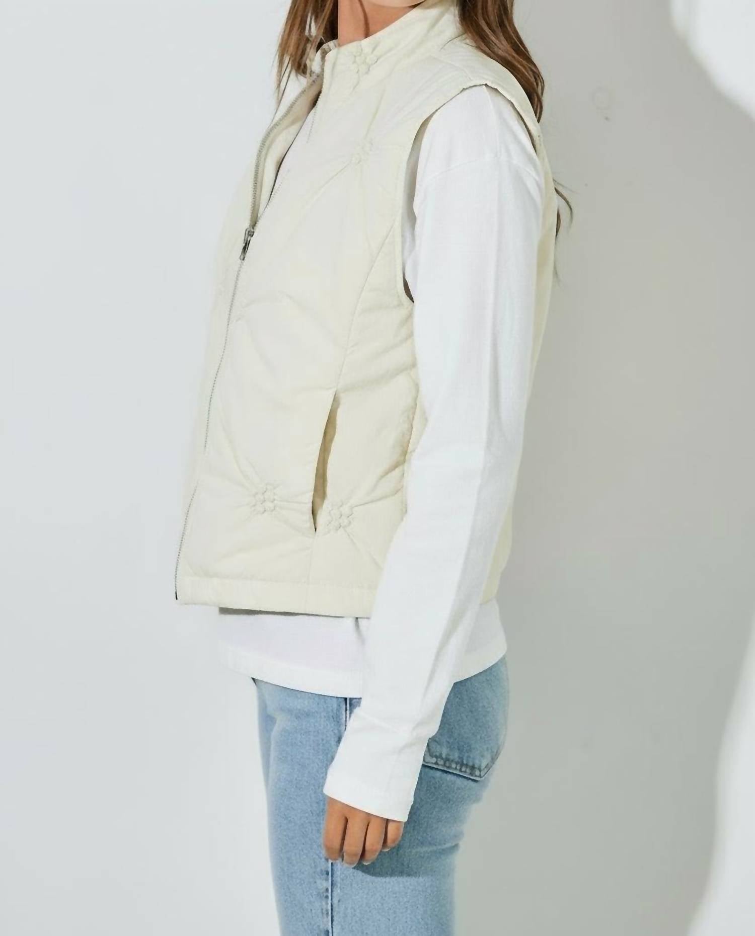 Baevely By Wellmade - Olivia Flower Quilted Puffer Vest