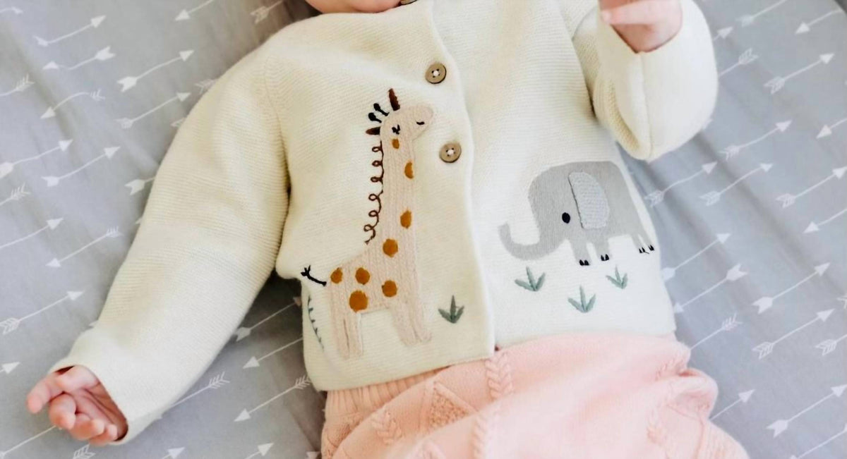 Viverano Organics - Kids Animal Safari Embroidered Cardigan