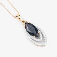 Diana M Jewels Women's Marquise Natural Blue Sapphire Pendant Necklace (1.42 Ct) - Petite in 14k yellow gold - women's jewelry - detail view