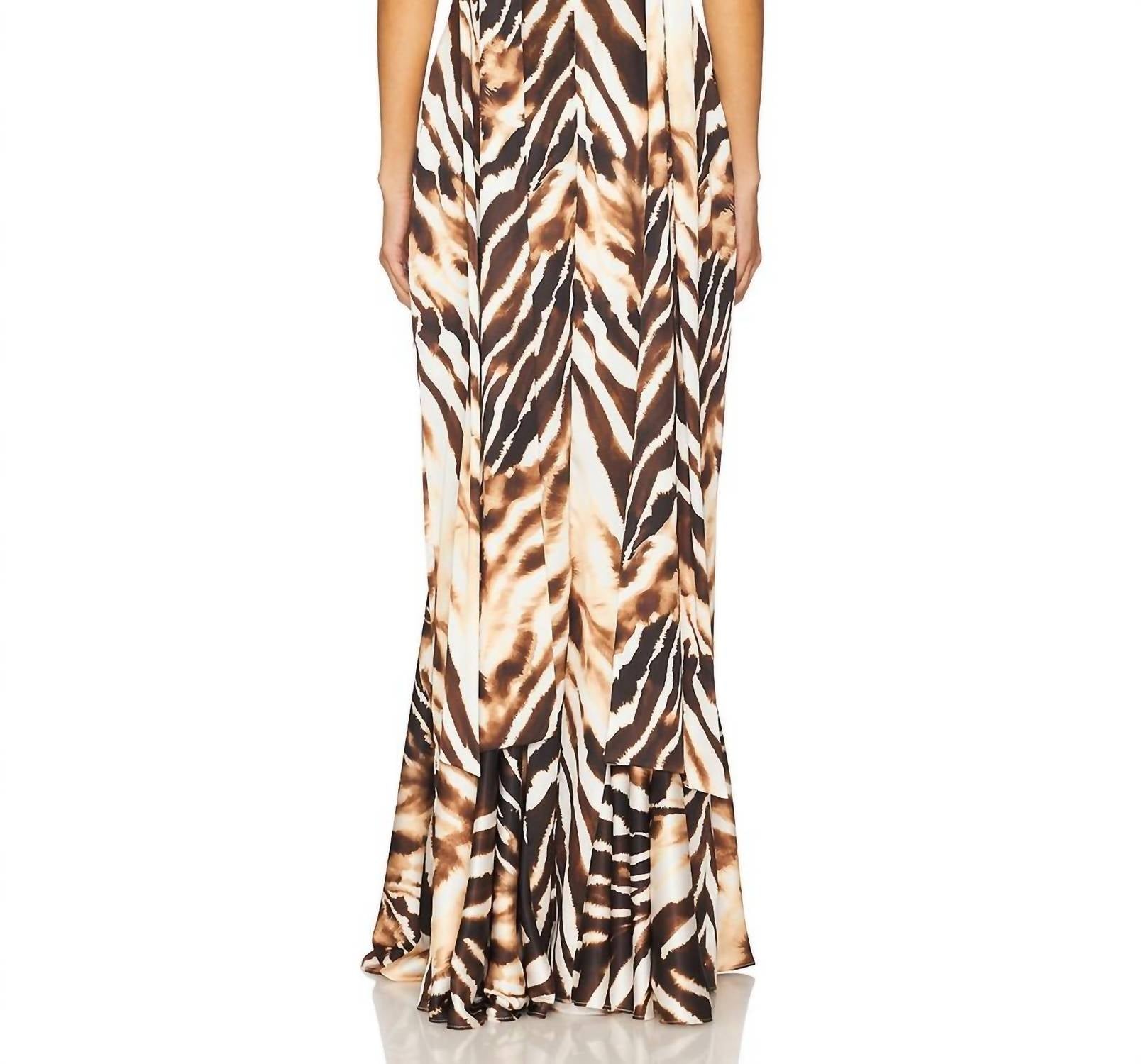 katie may Tiki Gown in zebra brown - women's dress - detail view