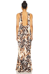 katie may Tiki Gown in zebra brown - women's dress - alternate view