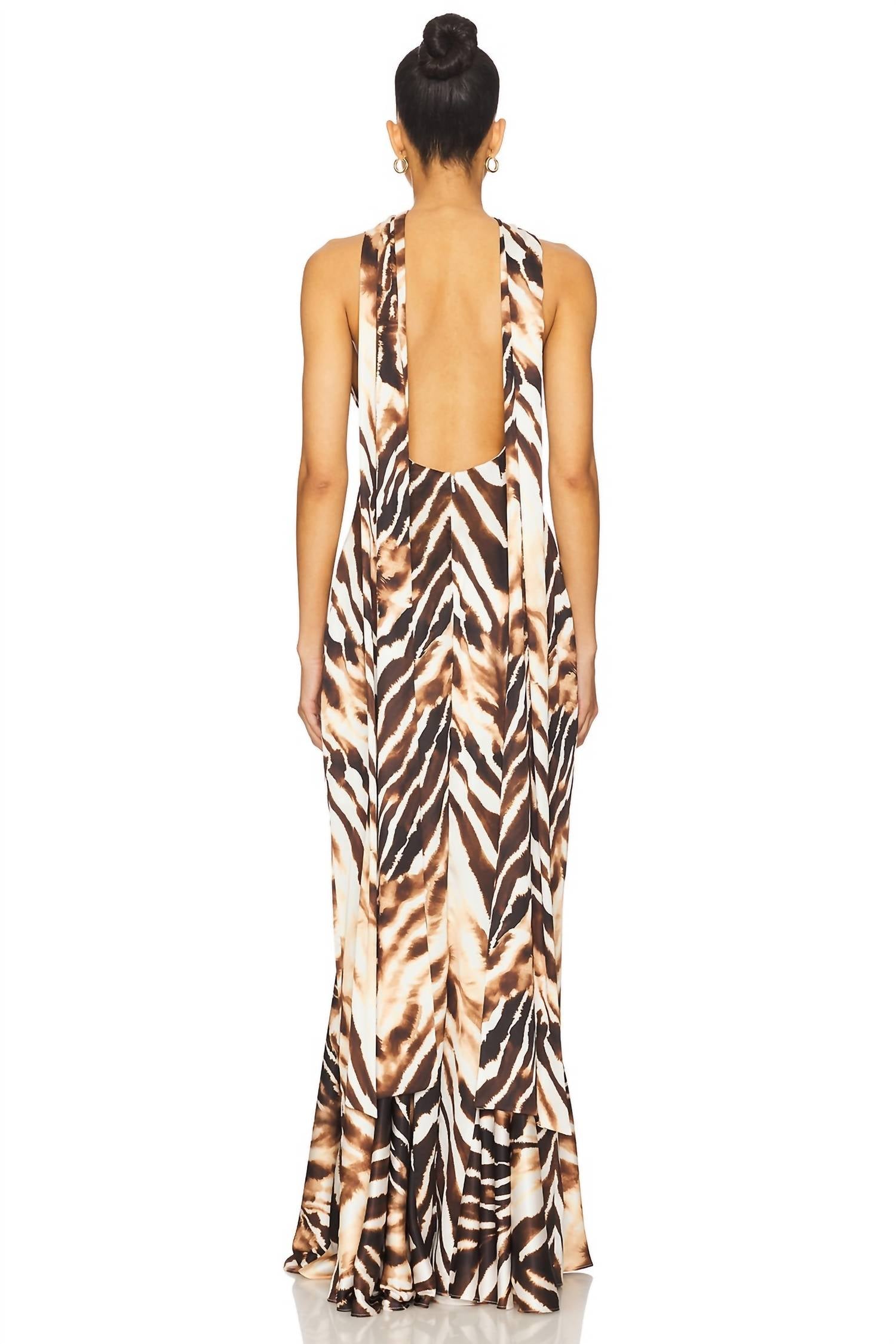 katie may Tiki Gown in zebra brown - women's dress - alternate view