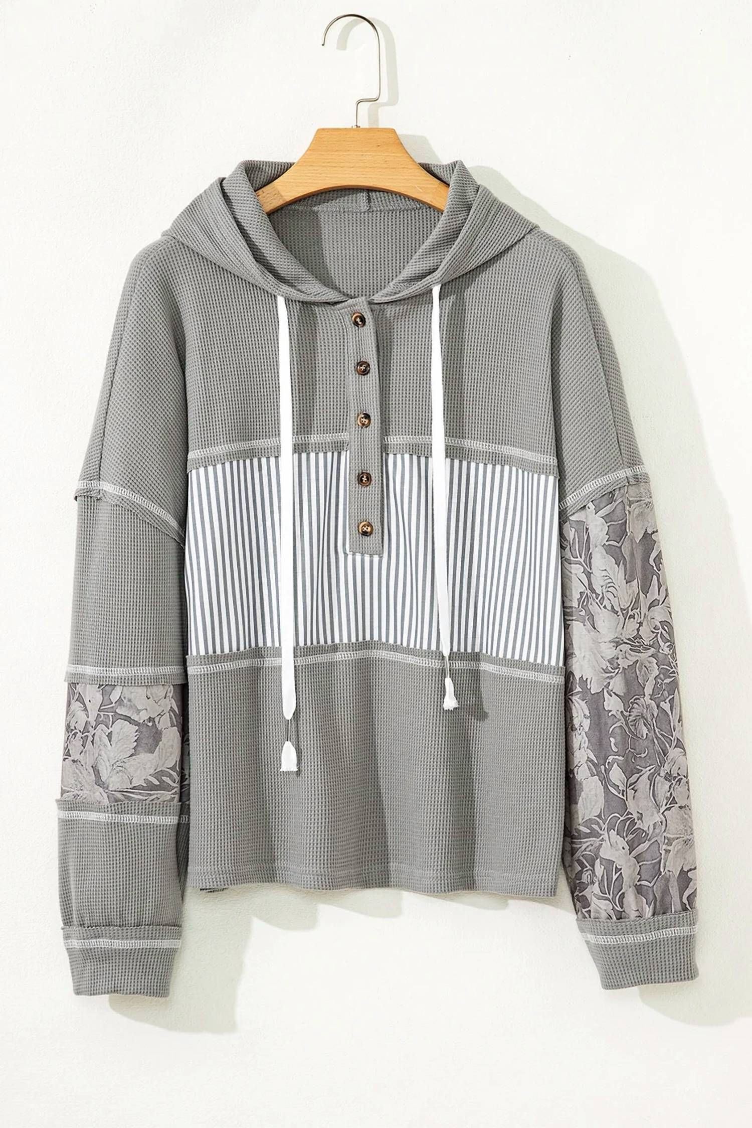 66Disco - Waffle Patchwork Hooded Top