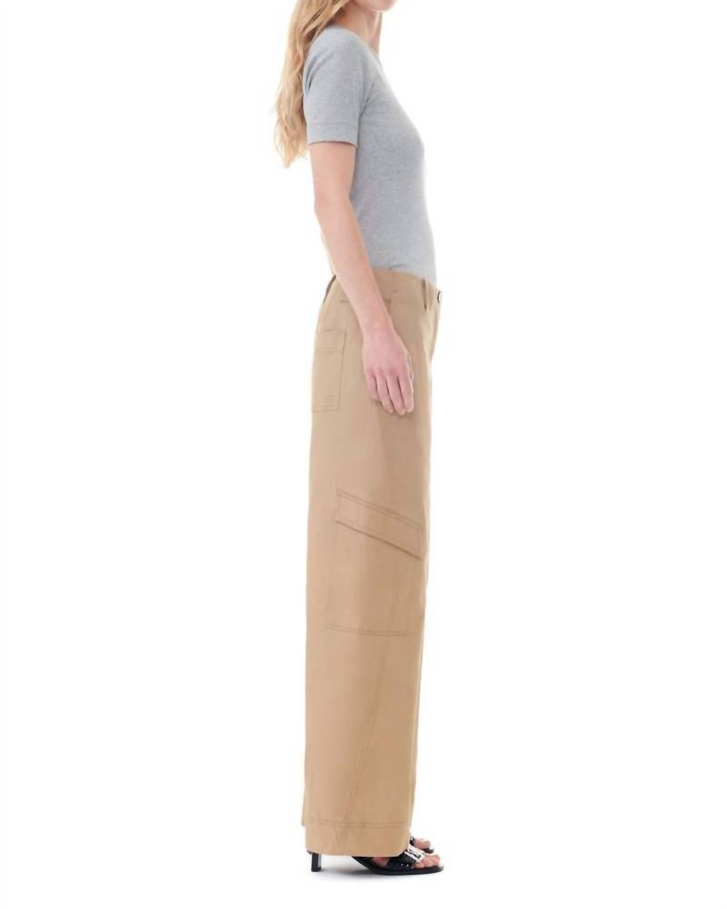 Ganni - Herringbone Canvas Mid Waist Trousers