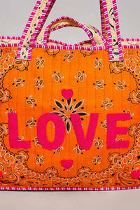 Pol - LOVE Bandana Quilted Tote Bag