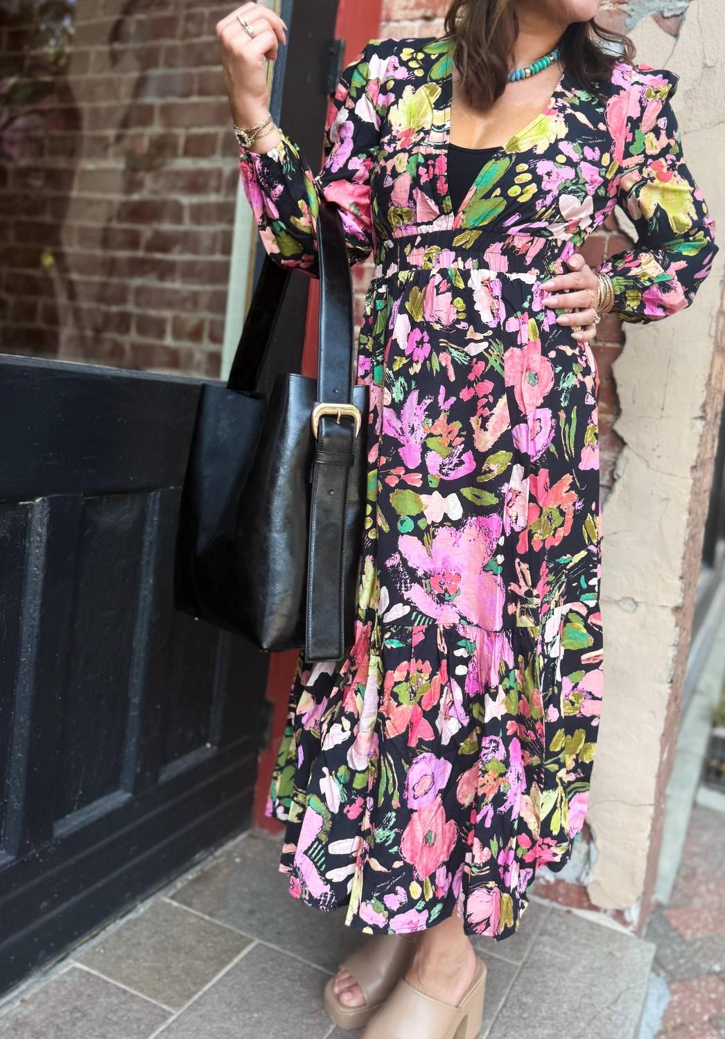 Meet Me In Santorini - Midnight Garden Maxi Dress