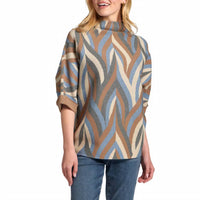 Apny - Interlacing Lines Sweater With Contrast Cuffs