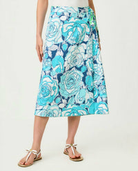 Lilly Pulitzer CONSTANCE REVERSIBLE MIDI SKIRT in green lilly of the valley capri blue rosanna - women's skirt - view 4