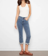 Charlie B - Cropped Flare Jeans With Floral Hem