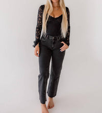 Free People Perfectly Fine Bodysuit in black - women's shirt - detail view