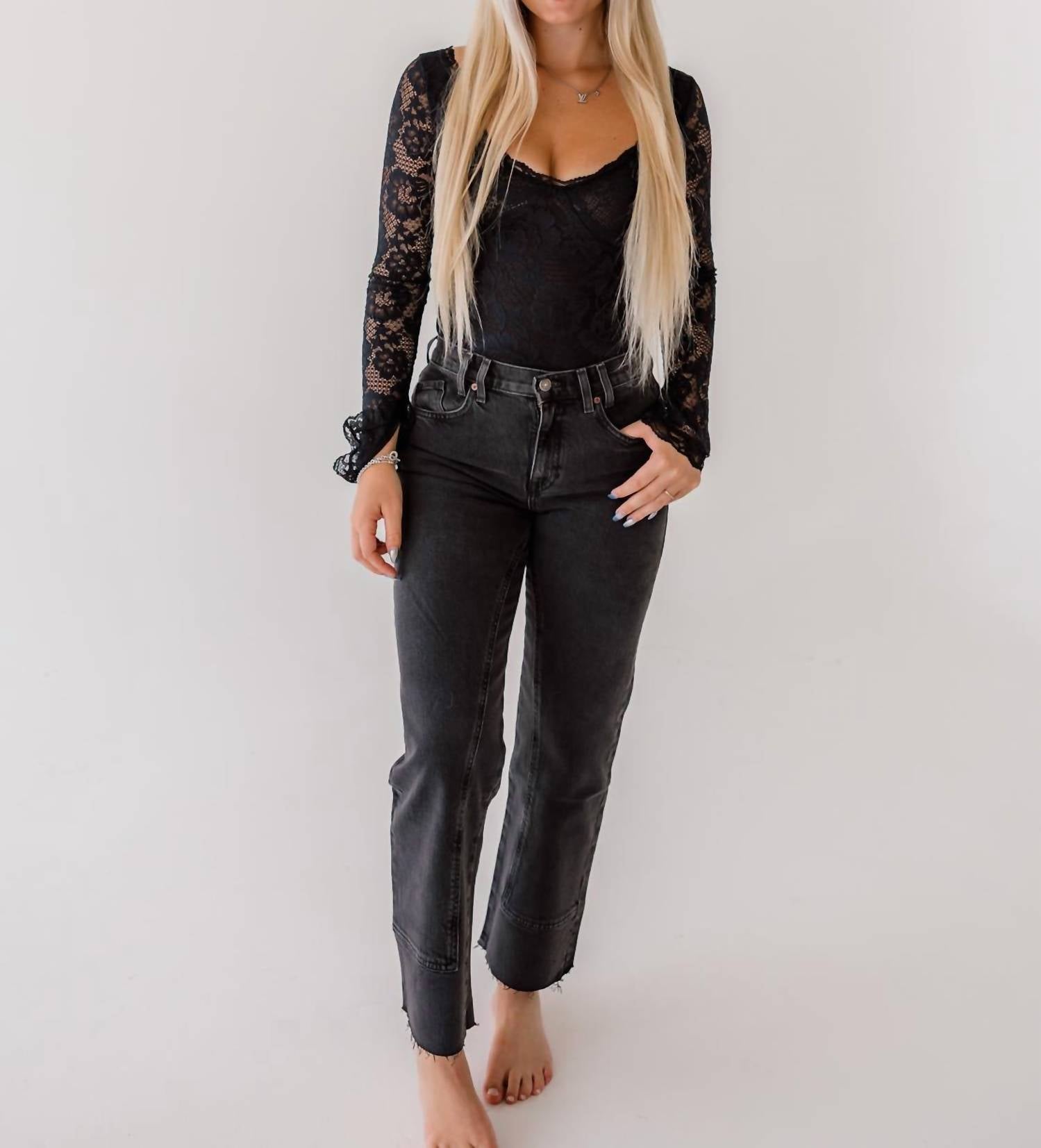 Free People Perfectly Fine Bodysuit in black - women's shirt - detail view