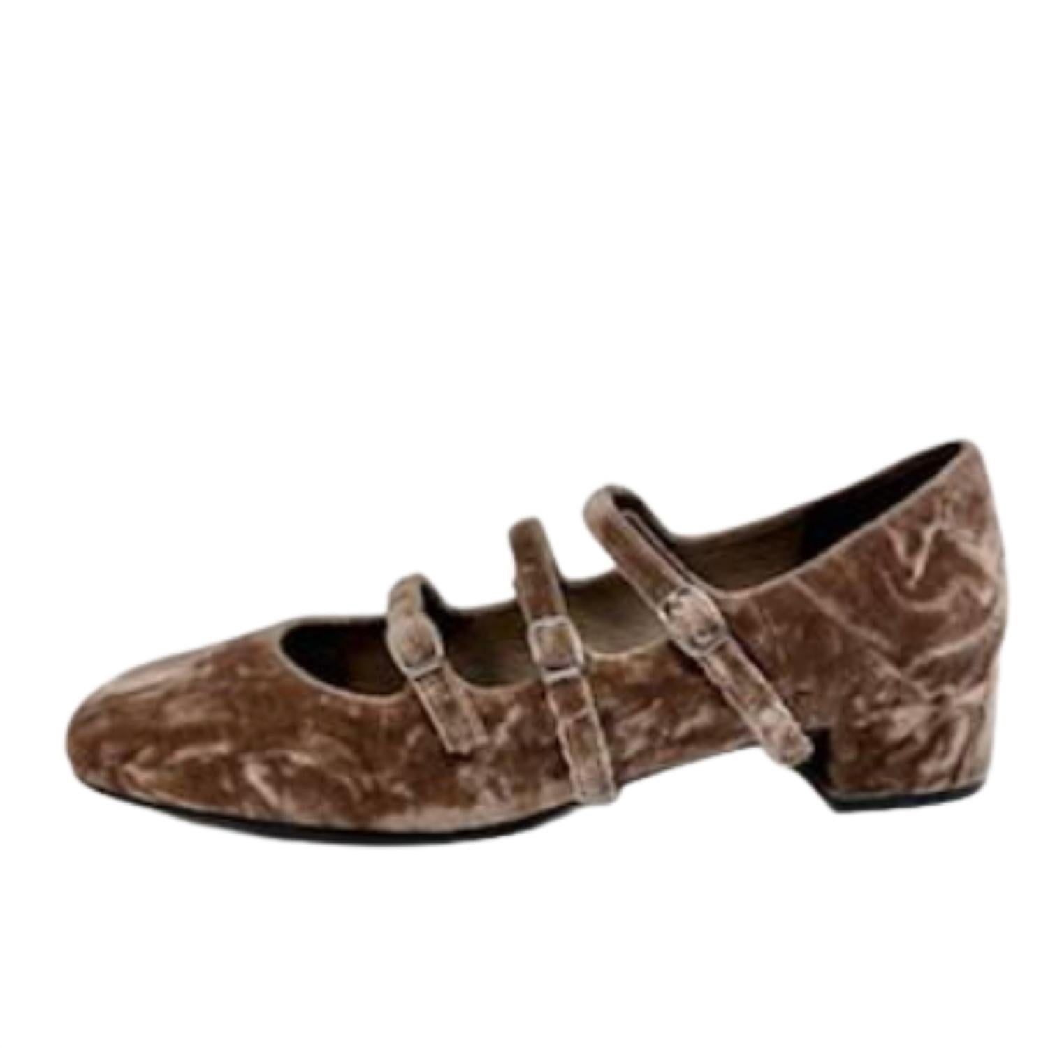 Jeffrey Campbell Women's Marcie Mary-jane Pump in brown crushed velvet - women's heels - alternate view