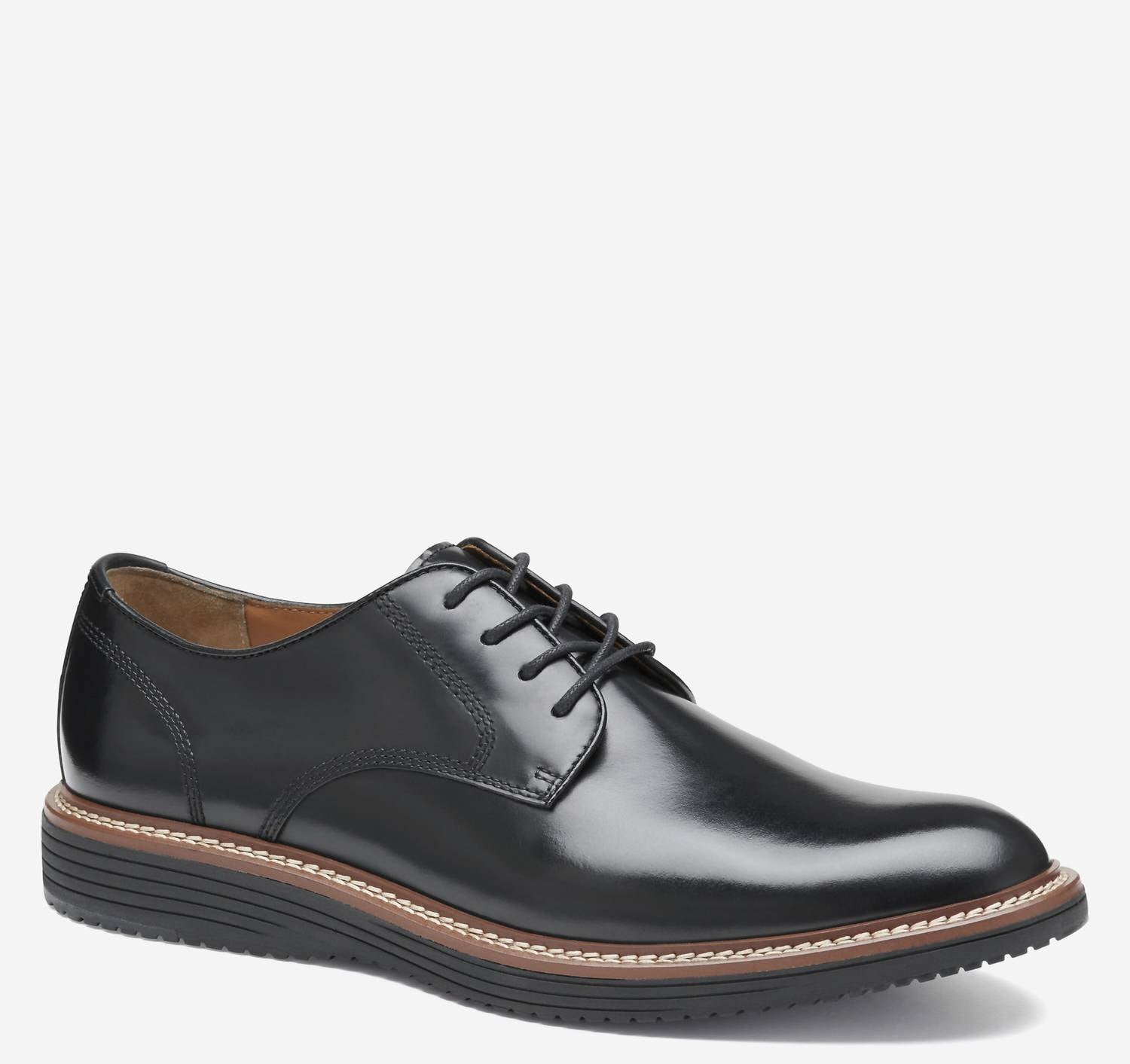JOHNSTON & MURPHY Men's Upton Dress Plain Toe Oxfords in black full grain - men's shoe