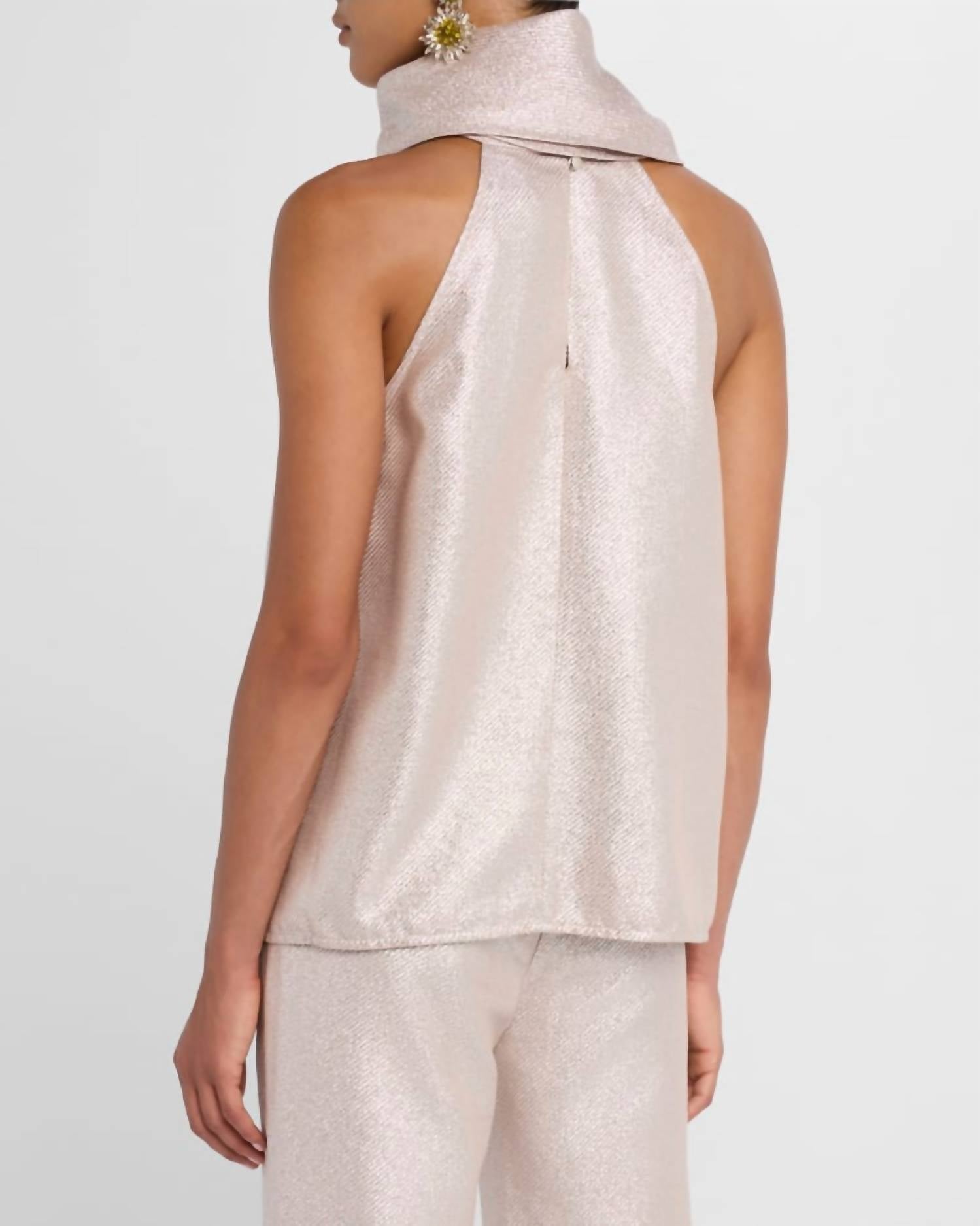 TOCCIN Hattie Sleeveless Tie Neck Top in rose - women's blouse - alternate view