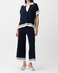 Joseph Ribkoff - COLLARED STRIPE TOP