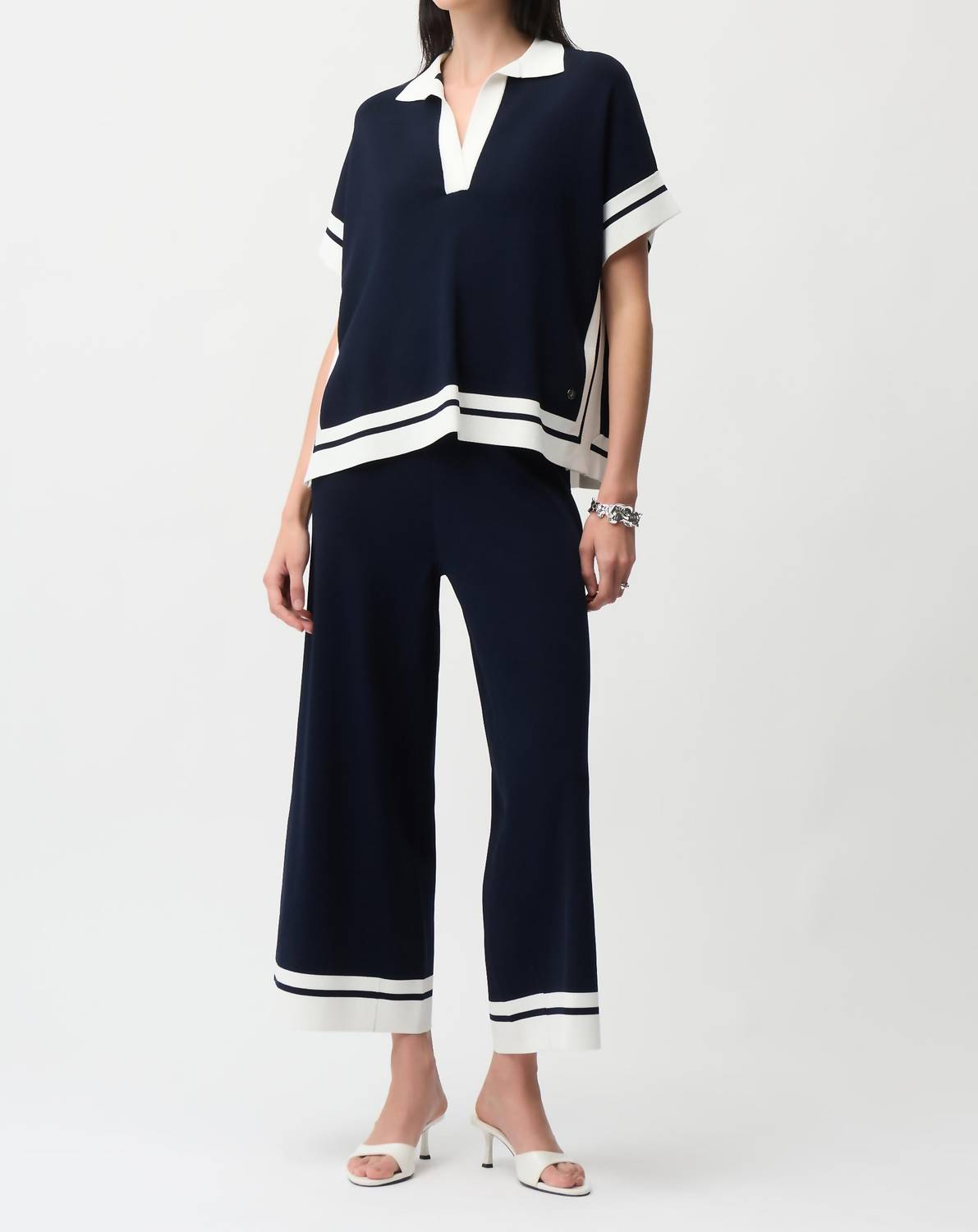 Joseph Ribkoff - COLLARED STRIPE TOP