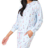 PJ Salvage Doggone Cold Long Sleeve Top in blue haze - women's intimate - detail view
