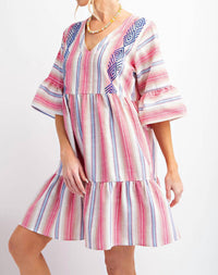 Easel - Embroidered Boho Dress