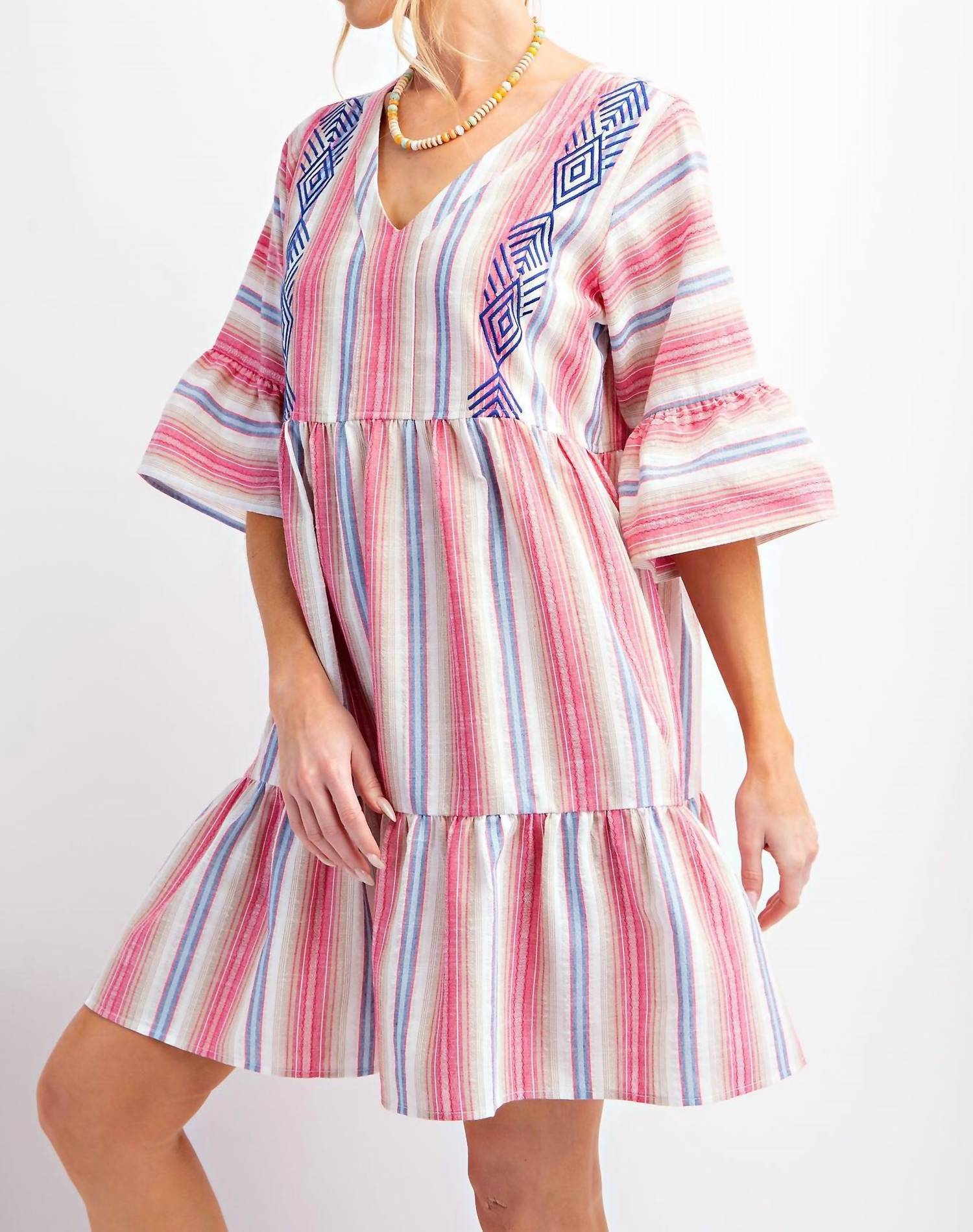 Easel - Embroidered Boho Dress