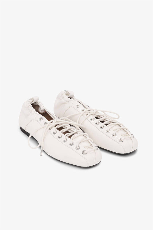 Ganni - Women's Eyelets Lace Up Ballerina